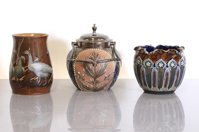Lot 29 - Three Doulton Lambeth and Royal Doulton stoneware items