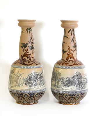 Lot 32 - A pair of Doulton Lambeth stoneware vases