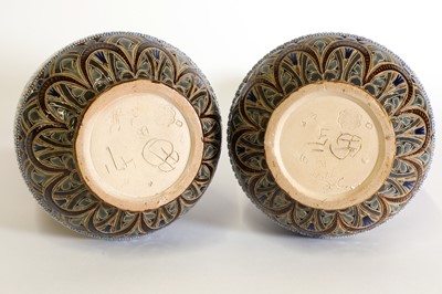 Lot 32 - A pair of Doulton Lambeth stoneware vases