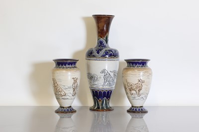 Lot 35 - A pair of Doulton Lambeth stoneware vases