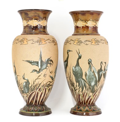 Lot 43 - A pair of Doulton Lambeth stoneware vases