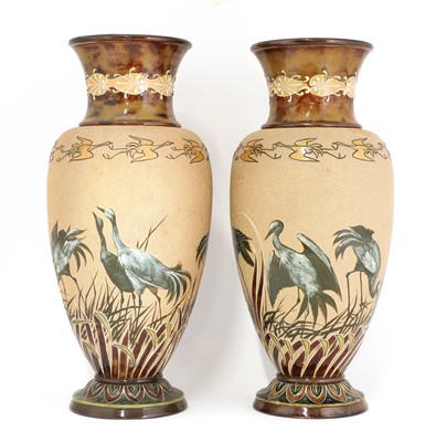 Lot 43 - A pair of Doulton Lambeth stoneware vases