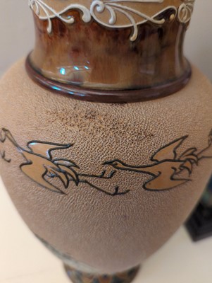 Lot 43 - A pair of Doulton Lambeth stoneware vases