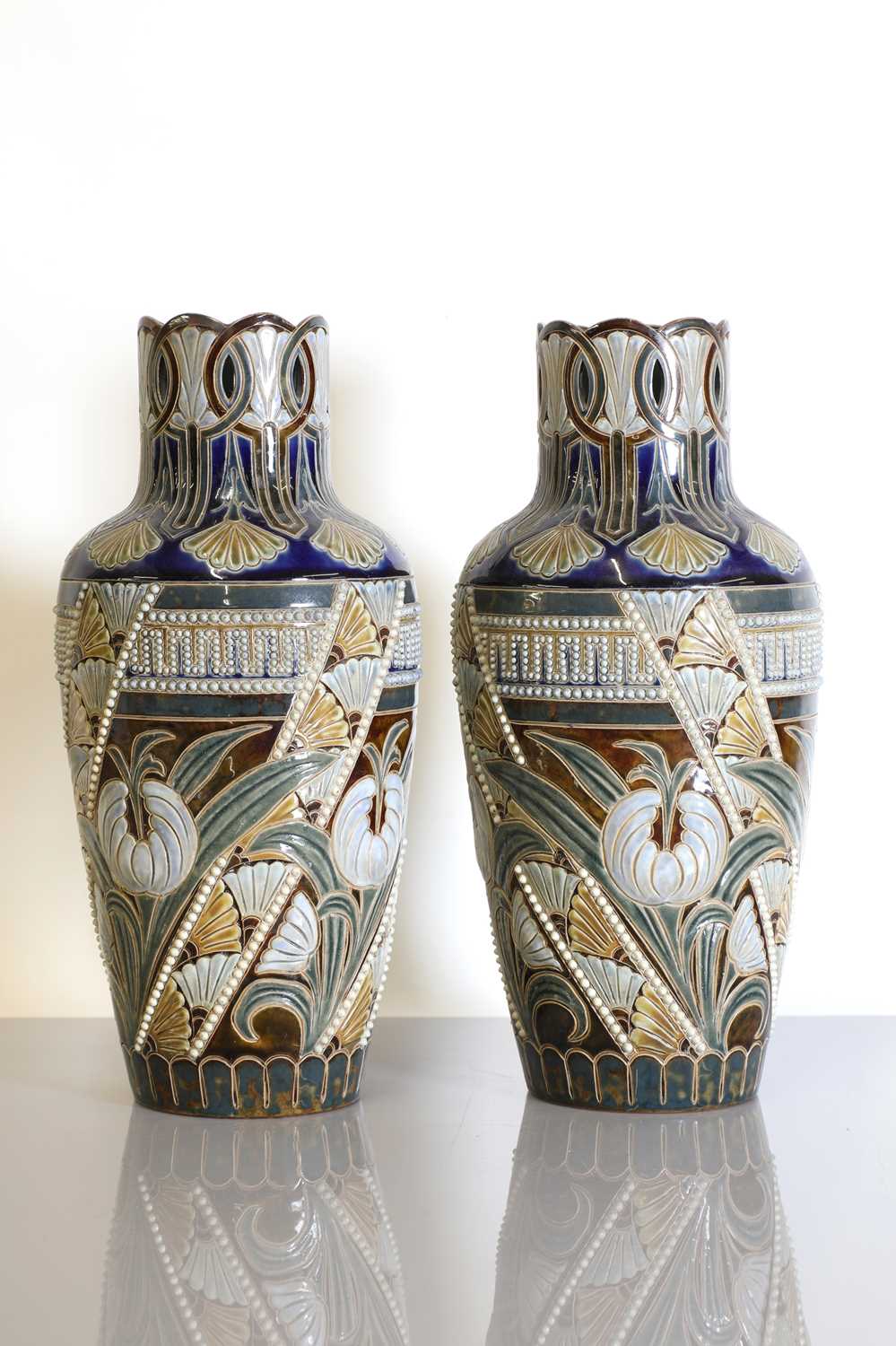 Lot 67 - A pair of Doulton Lambeth stoneware vases