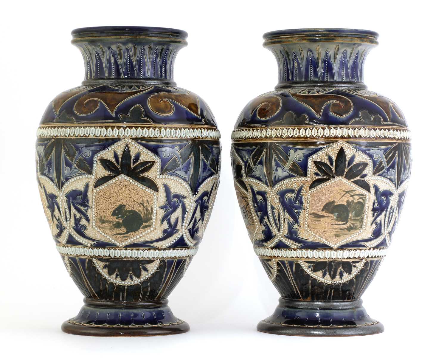 Lot 39 - A pair of Doulton Lambeth stoneware vases