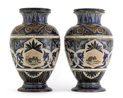 Lot 39 - A pair of Doulton Lambeth stoneware vases
