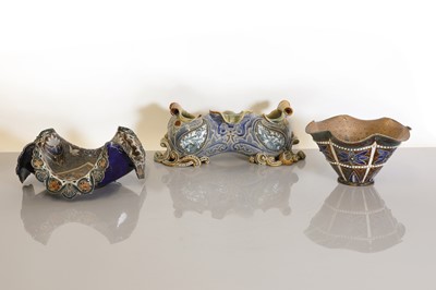 Lot 81 - A Doulton Lambeth stoneware double spoon warmer