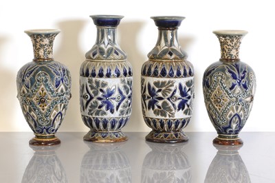 Lot 36 - A pair of Doulton Lambeth stoneware vases