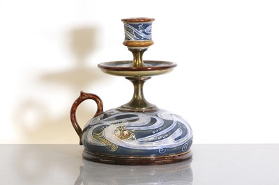 Lot 37 - A Doulton Lambeth stoneware chamberstick
