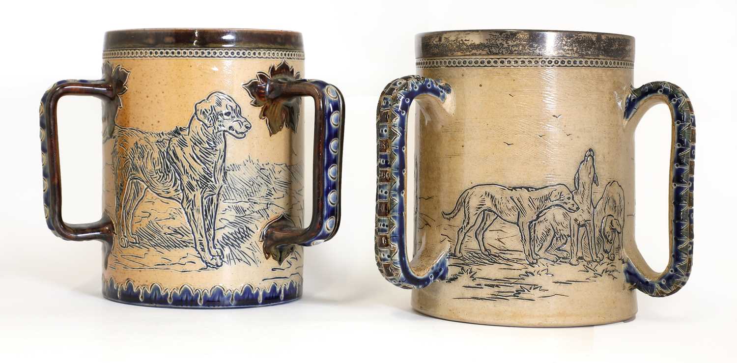 Lot 24 - Two Doulton Lambeth stoneware tygs