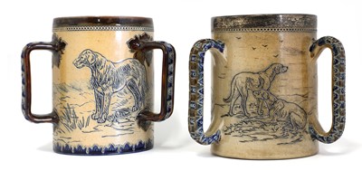 Lot 24 - Two Doulton Lambeth stoneware tygs