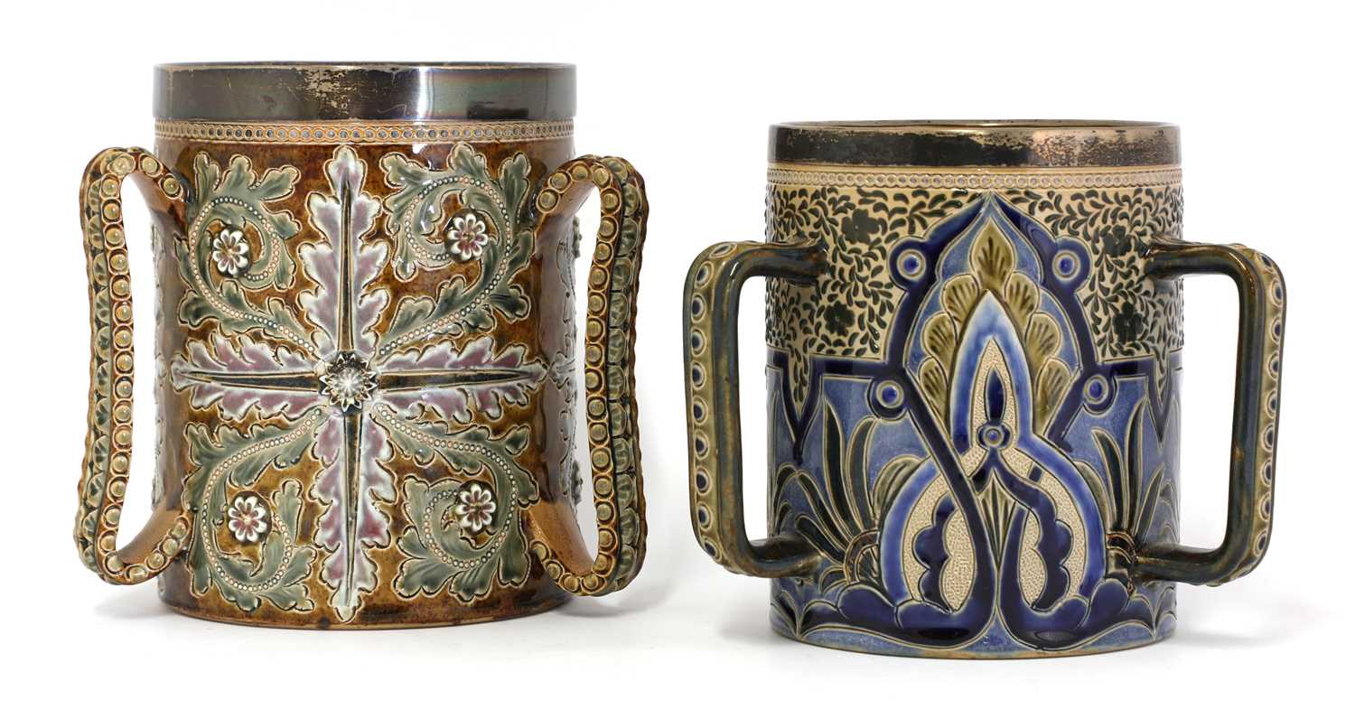 Lot 80 - Two Doulton Lambeth stoneware tygs
