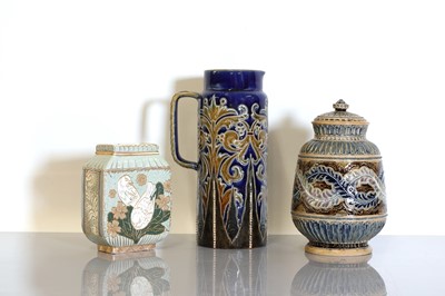 Lot 44 - Three Doulton Lambeth stoneware items