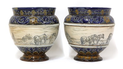 Lot 25 - A pair of Doulton Lambeth stoneware jardinières