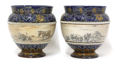 Lot 25 - A pair of Doulton Lambeth stoneware jardinières