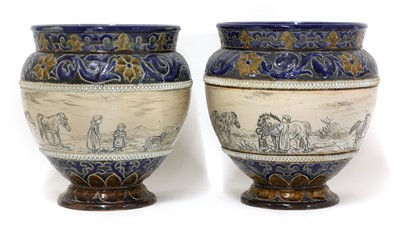 Lot 25 - A pair of Doulton Lambeth stoneware jardinières