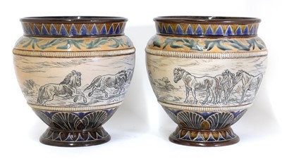 Lot 26 - A pair of Doulton Lambeth stoneware jardinières