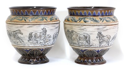 Lot 26 - A pair of Doulton Lambeth stoneware jardinières