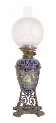Lot 90 - A Doulton Lambeth stoneware oil lamp