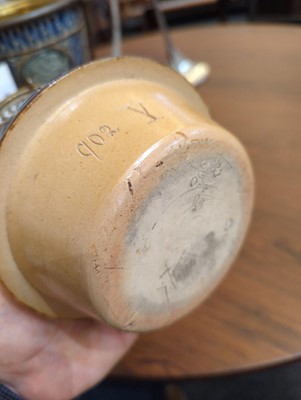 Lot 90 - A Doulton Lambeth stoneware oil lamp