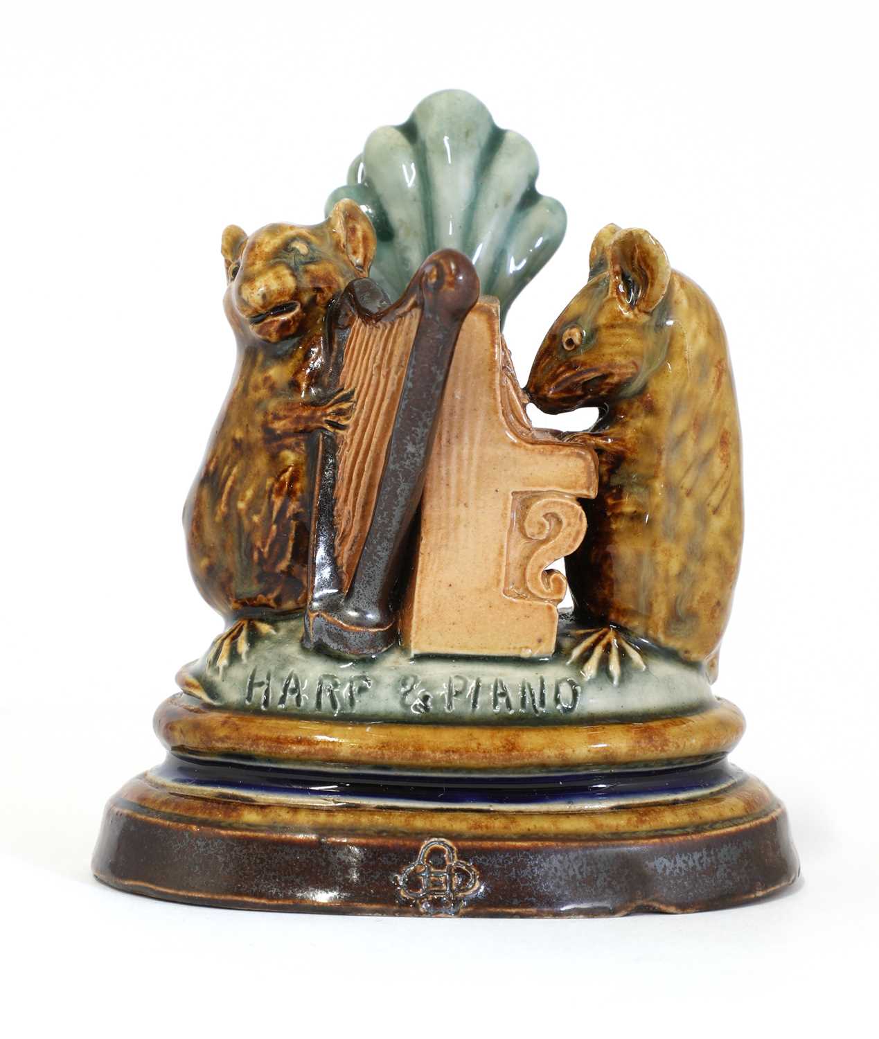 Lot 68 - A Doulton stoneware 'Mouse Musician' menu holder, 'Harp & Piano'