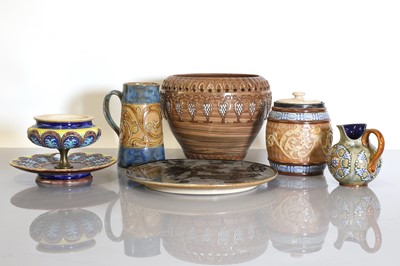 Lot 54 - A collection of six Doulton Lambeth and Royal Doulton stoneware items
