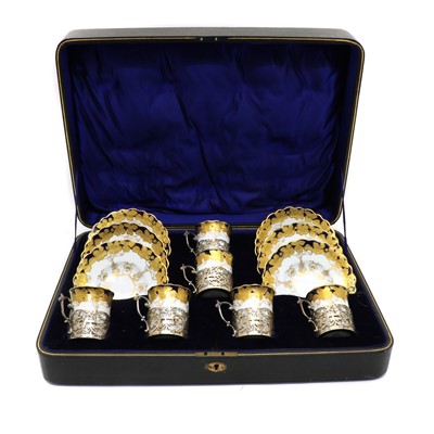 Lot 63 - A cased set of Aynsley coffee cups and saucers