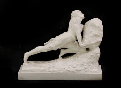Lot 175 - A French painted terracotta centrepiece depicting Sisyphus