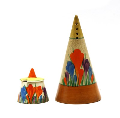 Lot 67 - A Clarice Cliff Bizarre conical sugar sifter