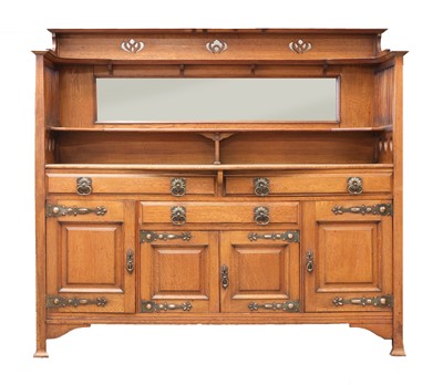 Lot 318 - An Arts and Crafts oak mirror-backed sideboard