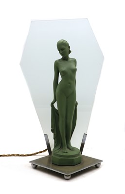 Lot 205 - An Art Deco painted plaster figural table lamp