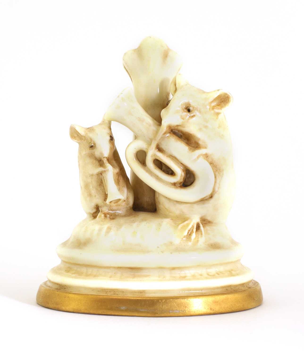 Lot 70 - A Doulton Burslem 'Mouse Musician' menu holder, 'Trumpet Blowers'