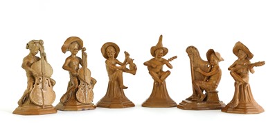 Lot 75 - Six Doulton stoneware 'Merry Musician' figures