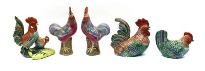 Lot 64 - A collection of five Chinese famille rose cockerels