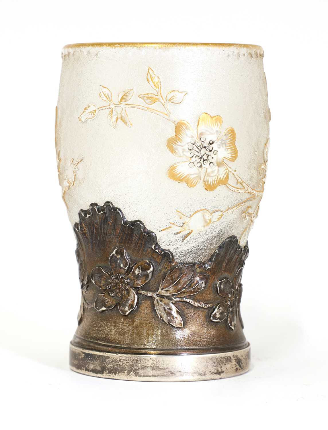 Lot 51 - A Daum glass and silver-mounted rose vase