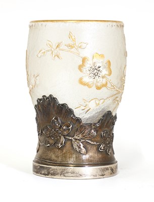 Lot 51 - A Daum glass and silver-mounted rose vase