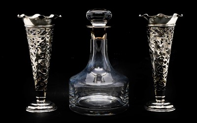 Lot 26 - A pair of silver trumpet vases
