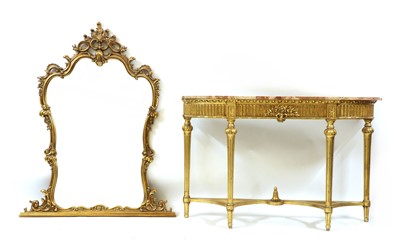 Lot 361 - A gilt console table and mirror