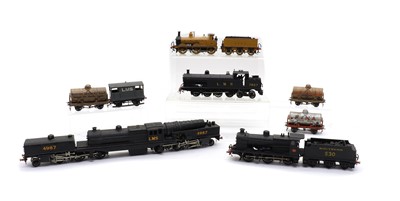 Lot 181 - Four kit or scratch built 00 gauge metal model locomotives and three wagons