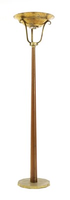 Lot 163 - A French Art Deco brass and mahogany uplighter