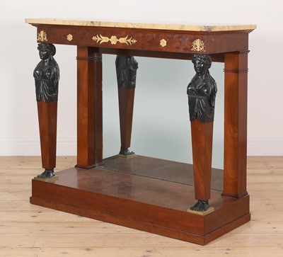 Lot 3 - A pair of First French Empire mahogany console tables