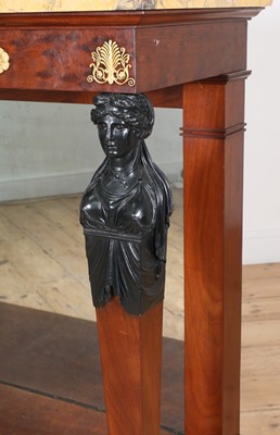 Lot 3 - A pair of First French Empire mahogany console tables