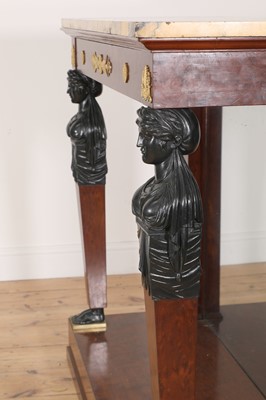Lot 3 - A pair of First French Empire mahogany console tables