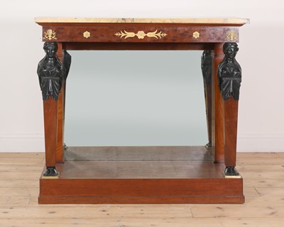 Lot 3 - A pair of First French Empire mahogany console tables