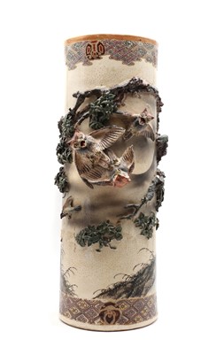Lot 128 - A Japanese Satsuma ware umbrella stand