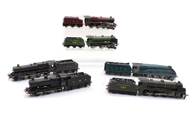 Lot 182 - Six kit or scratch built 00 gauge metal model locomotives and tenders