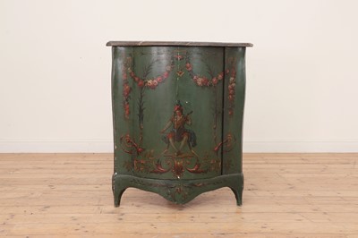 Lot 440 - A green-painted bow-front corner cupboard