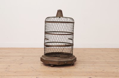 Lot 552 - A large brass birdcage