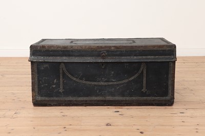 Lot 430 - A leather and brass trunk