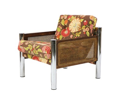 Lot 307 - An American cane and chrome lounge chair
